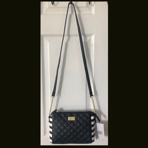 Betsy Johnson Black/White Stripe Crossbody Purse